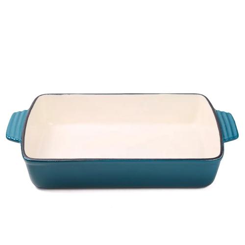 Enameled Rectangle Cast Iron Baking Pan with Handle, Rectangle Sauce Pan, Cast Iron Fish pan