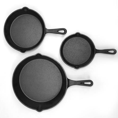 3pcs Pre-Seasoned Versatility Cast Iron Fry Pan Set