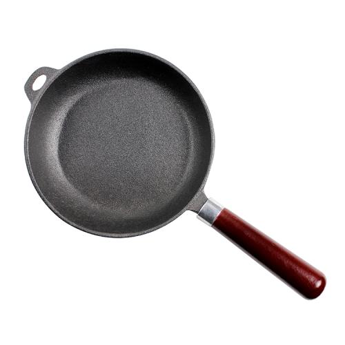Preseasoned Cast Iron Skillet with Wooden Handle