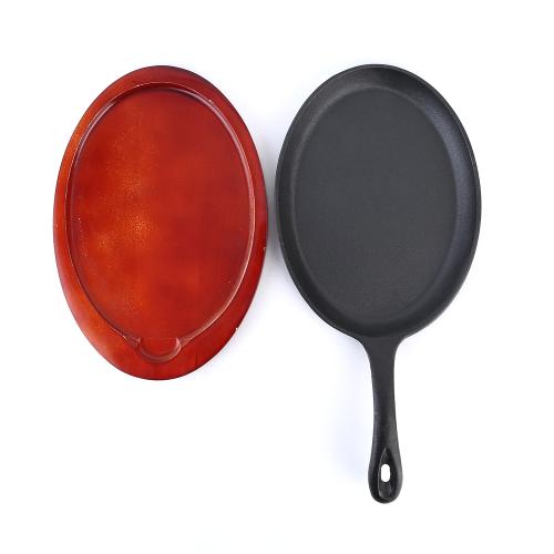 Cast Iron Steak Pan with Wooden Tray