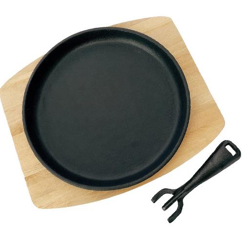 Round Preseasoned Cast Iron Steak Sizzling Pan