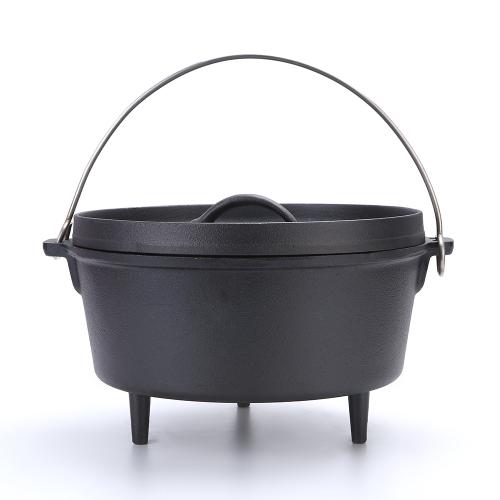 Preseasoned Cast Iron Camp Dutch Oven With Three Legs