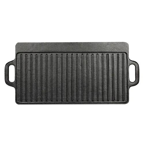 Preseasoned BBQ Cast Iron Double Side Griddle Pan